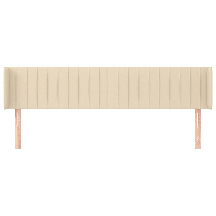 sengegavl med kanter 183x16x78/88 cm stof cremefarvet