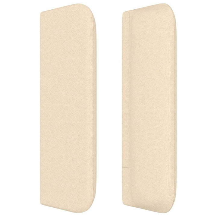 sengegavl med kanter 183x16x78/88 cm stof cremefarvet
