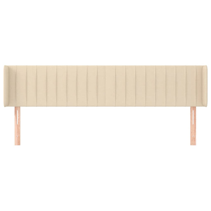sengegavl med kanter 203x16x78/88 cm stof cremefarvet
