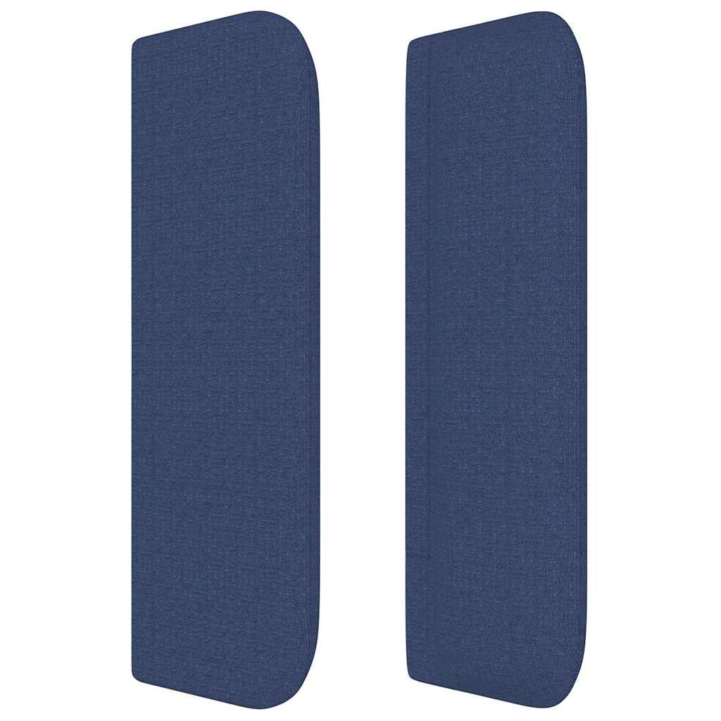 sengegavl med kanter 203x16x78/88 cm stof blå