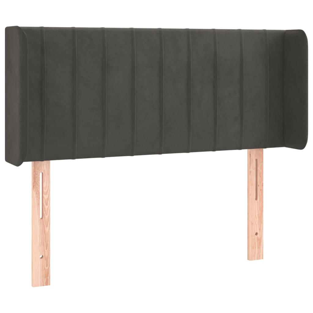 sengegavl med kanter 83x16x78/88 cm fløjl mørkegrå