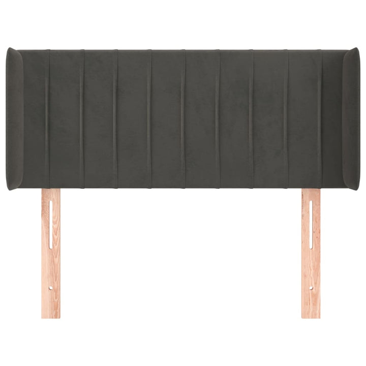sengegavl med kanter 83x16x78/88 cm fløjl mørkegrå