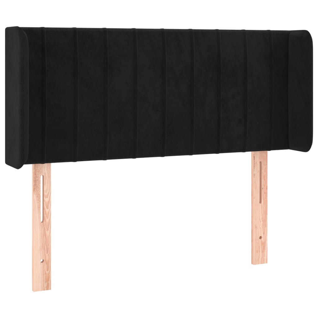 sengegavl med kanter 83x16x78/88 cm fløjl sort
