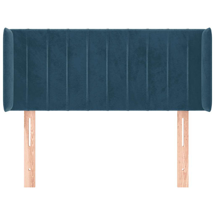 sengegavl med kanter 83x16x78/88 cm fløjl mørkeblå