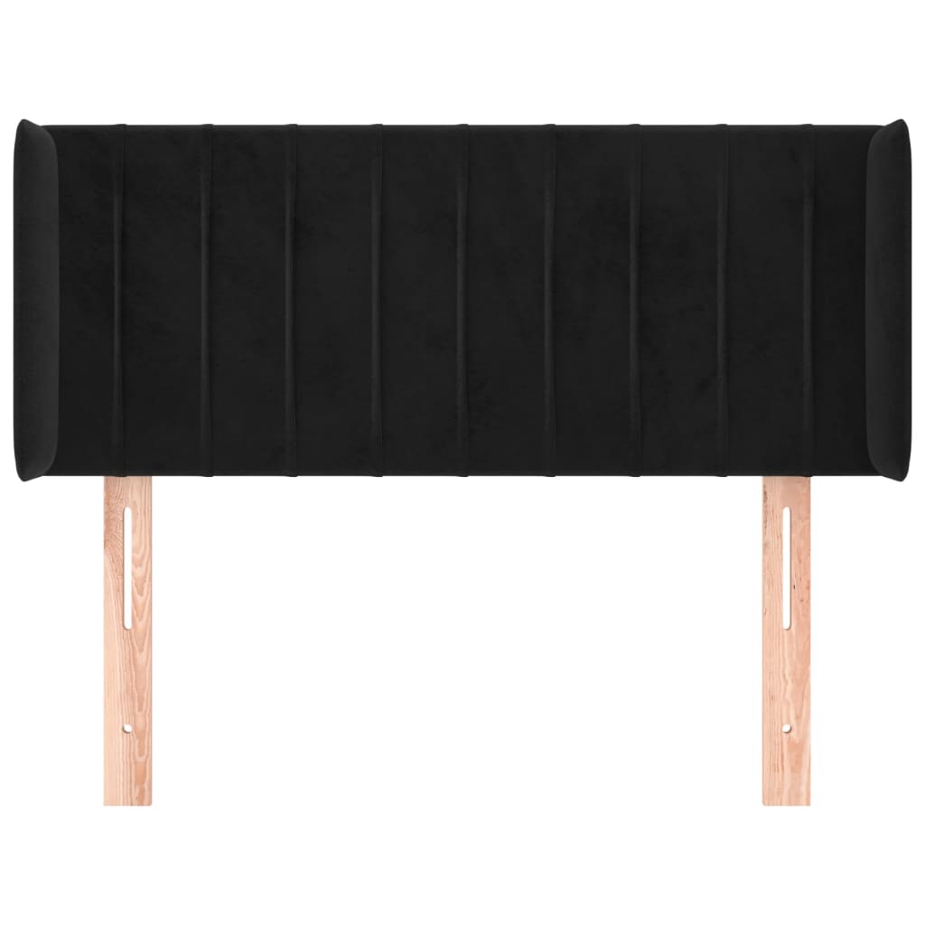 sengegavl med kanter 93x16x78/88 cm fløjl sort