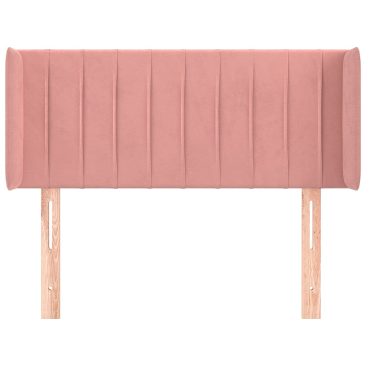 sengegavl med kanter 93x16x78/88 cm fløjl lyserød