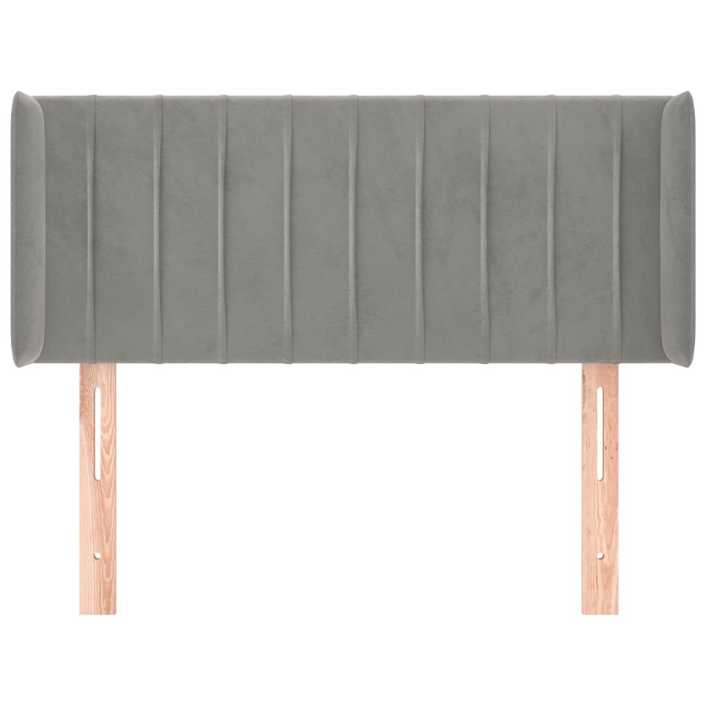 sengegavl med kanter 103x16x78/88 cm fløjl lysegrå