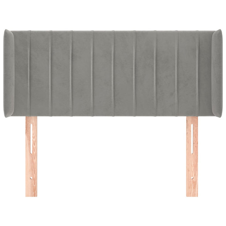 sengegavl med kanter 103x16x78/88 cm fløjl lysegrå