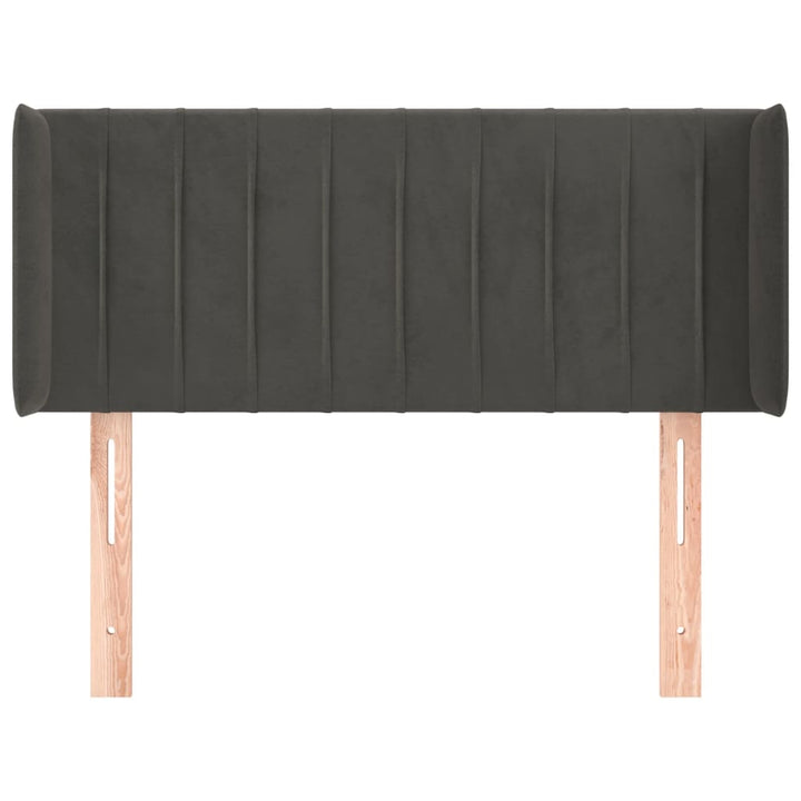 sengegavl med kanter 103x16x78/88 cm fløjl mørkegrå
