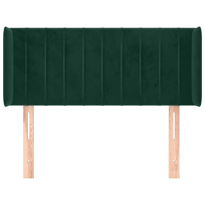 sengegavl med kanter 103x16x78/88 cm fløjl mørkegrøn