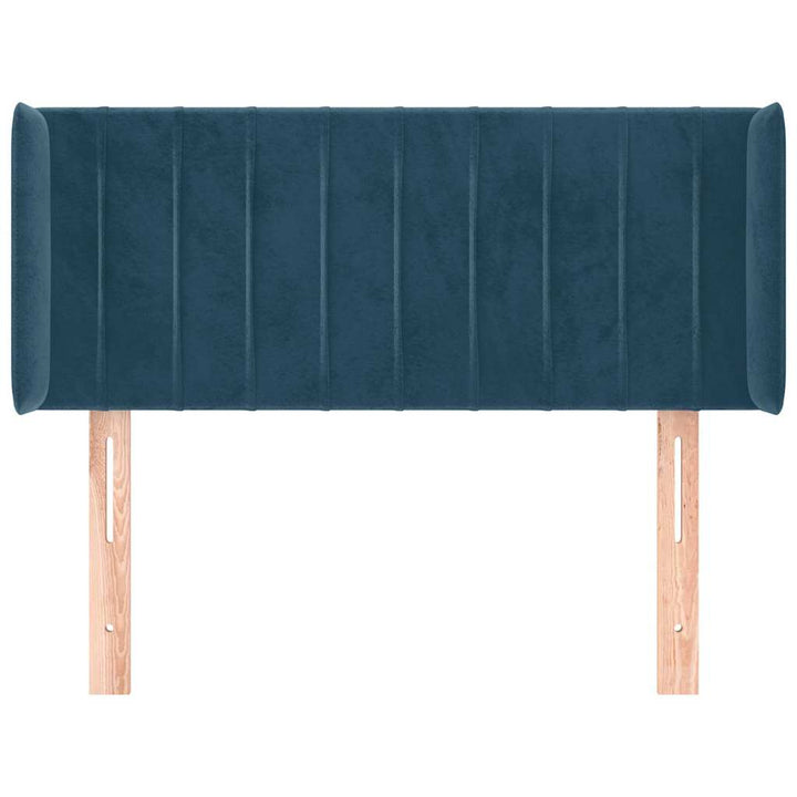 sengegavl med kanter 103x16x78/88 cm fløjl mørkeblå