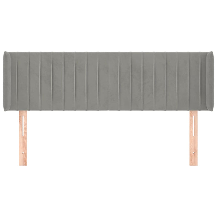 sengegavl med kanter 147x16x78/88 cm fløjl lysegrå