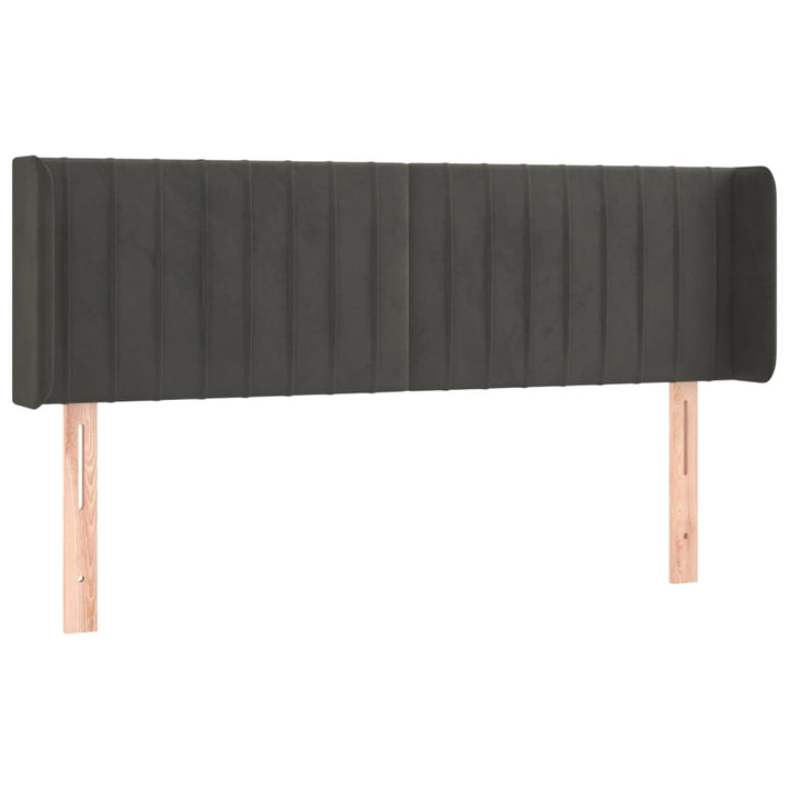 sengegavl med kanter 147x16x78/88 cm fløjl mørkegrå