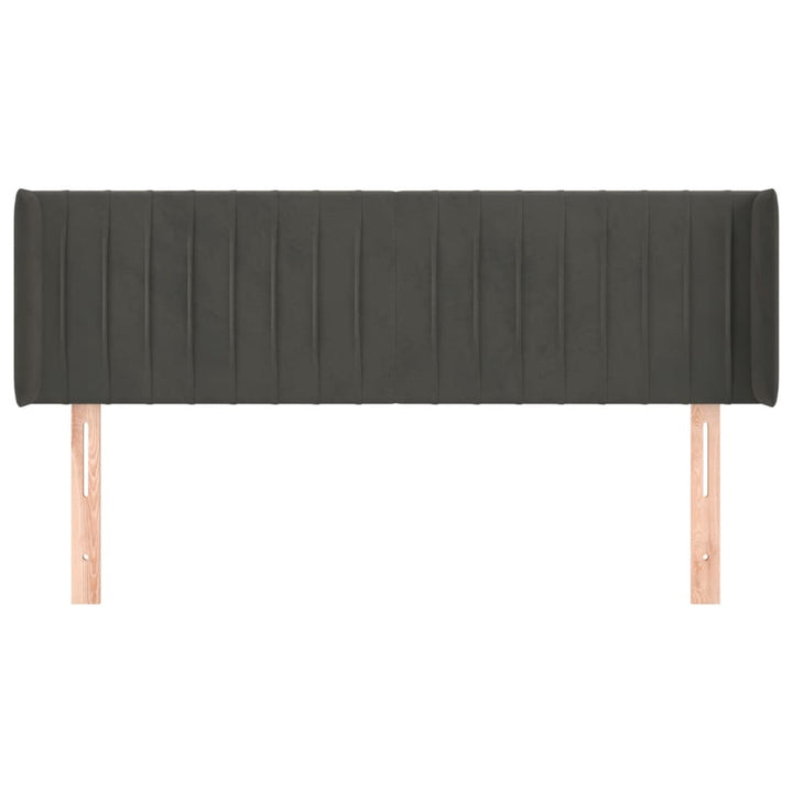 sengegavl med kanter 147x16x78/88 cm fløjl mørkegrå