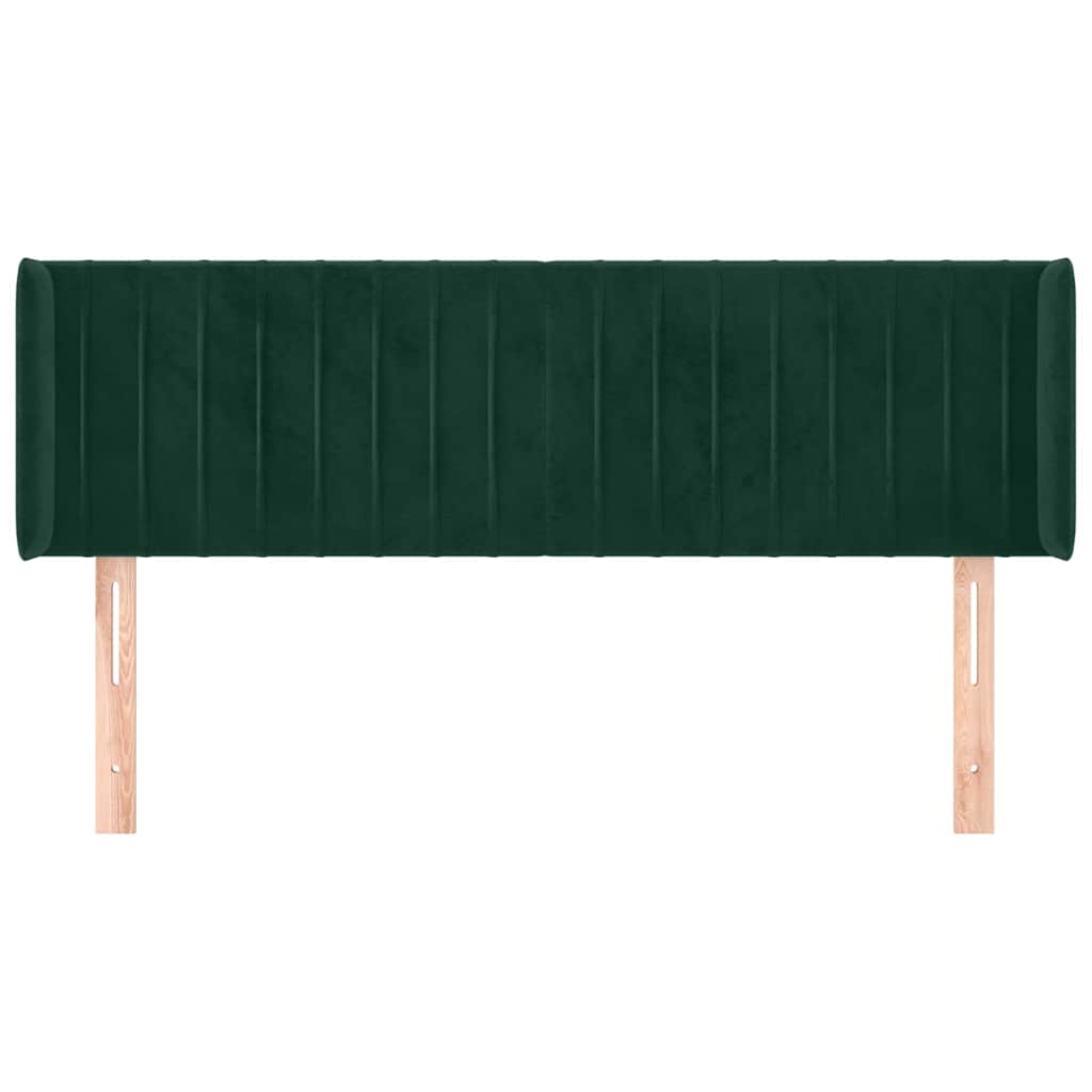 sengegavl med kanter 147x16x78/88 cm fløjl mørkegrøn
