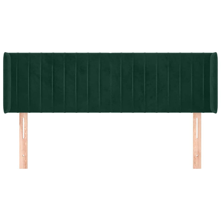 sengegavl med kanter 147x16x78/88 cm fløjl mørkegrøn