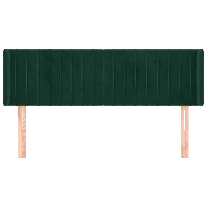 sengegavl med kanter 147x16x78/88 cm fløjl mørkegrøn