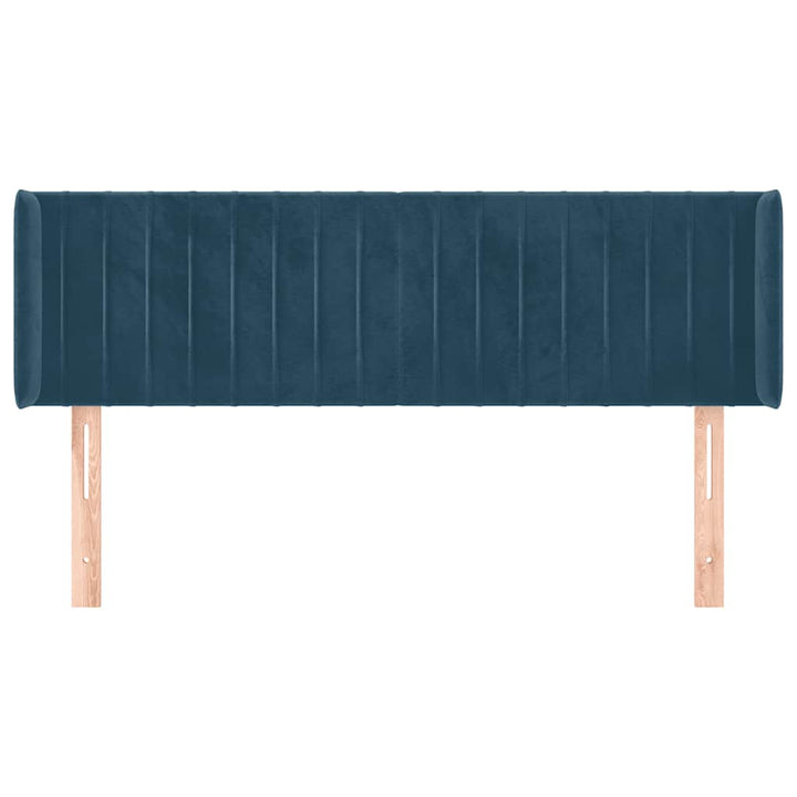sengegavl med kanter 147x16x78/88 cm fløjl mørkeblå