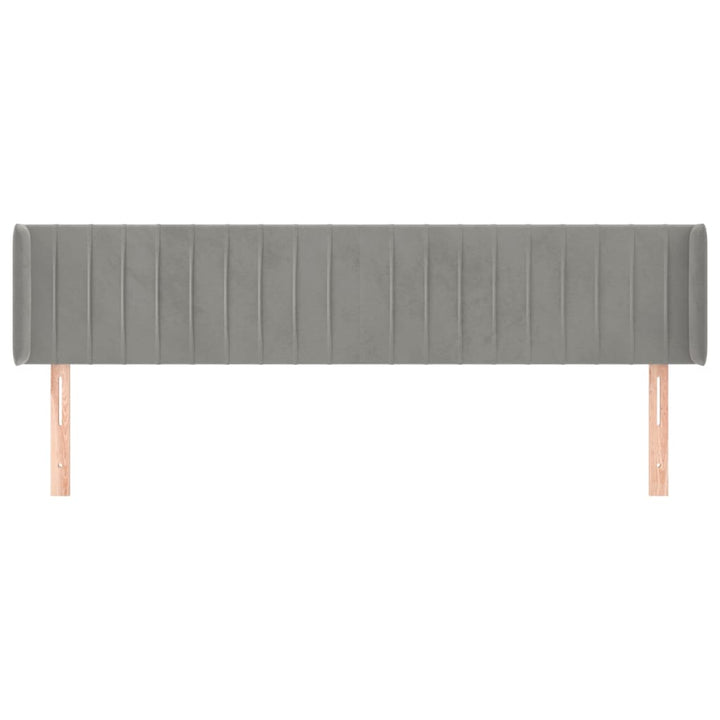 sengegavl med kanter 163x16x78/88 cm fløjl lysegrå