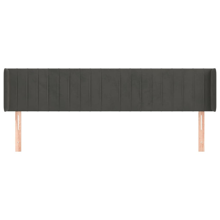 sengegavl med kanter 163x16x78/88 cm fløjl mørkegrå
