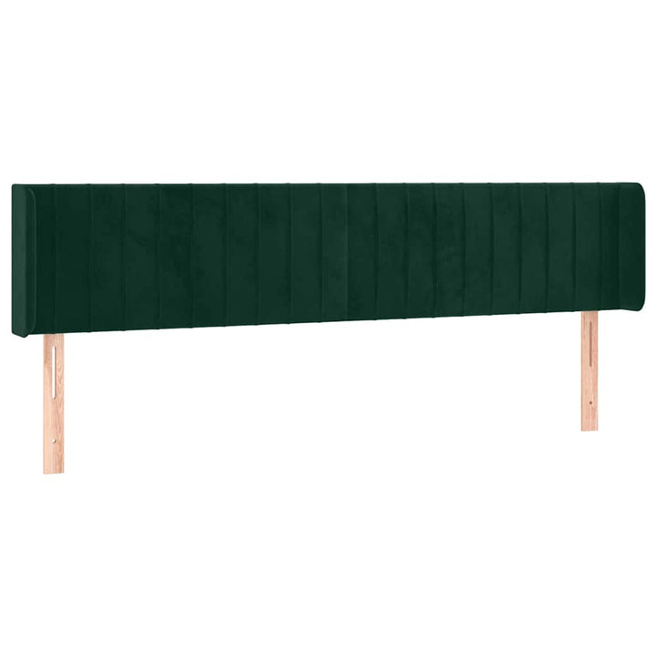 sengegavl med kanter 163x16x78/88 cm fløjl mørkegrøn