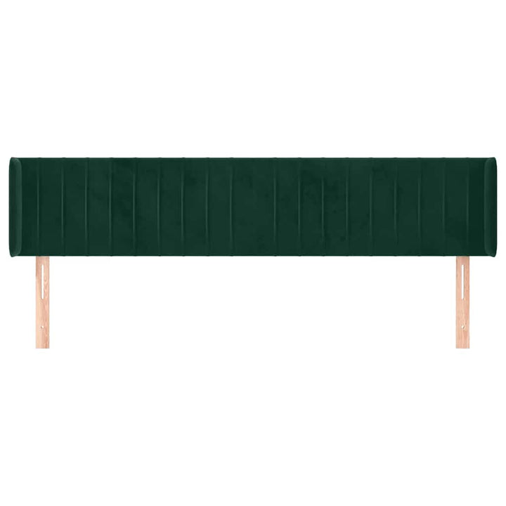 sengegavl med kanter 163x16x78/88 cm fløjl mørkegrøn