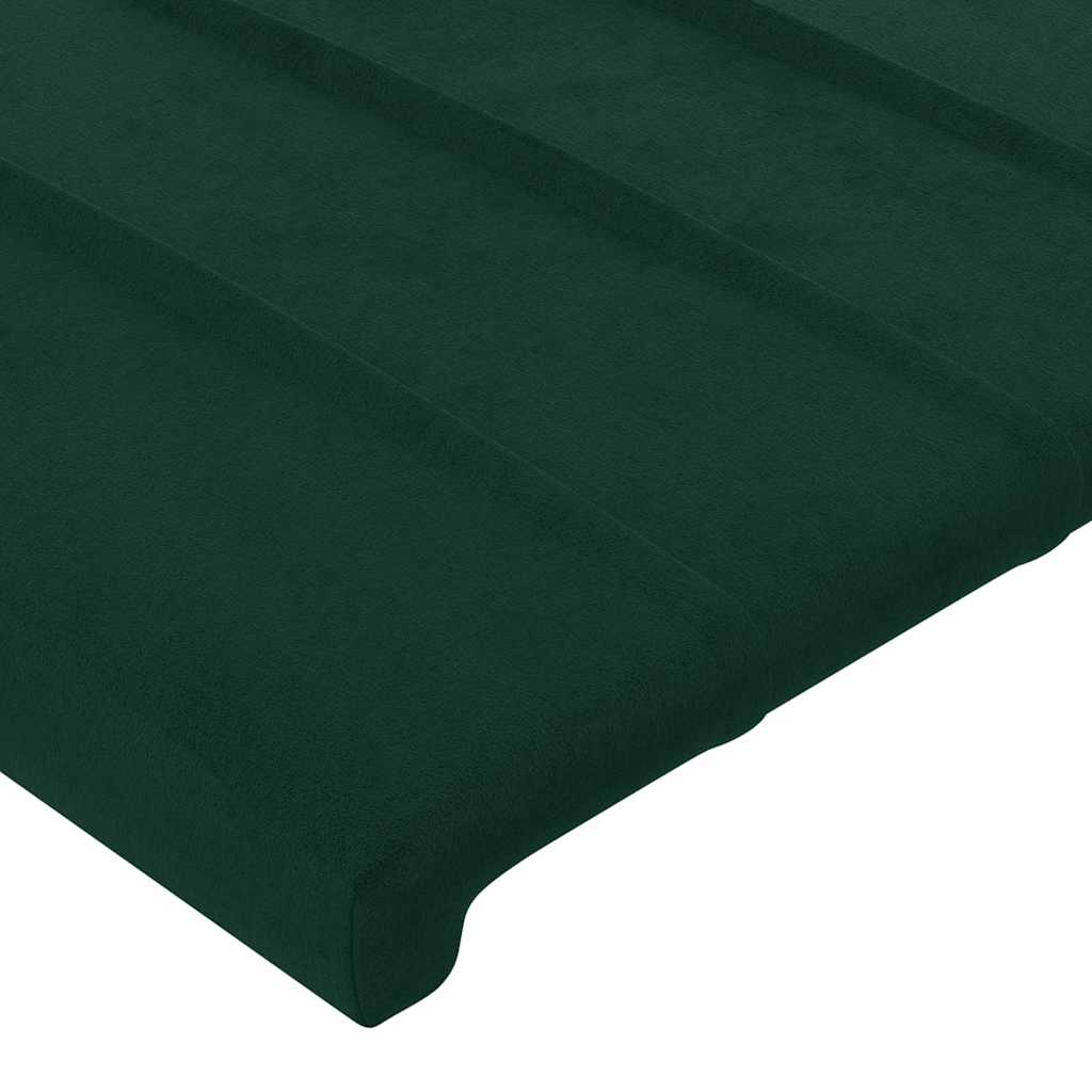 sengegavl med kanter 163x16x78/88 cm fløjl mørkegrøn