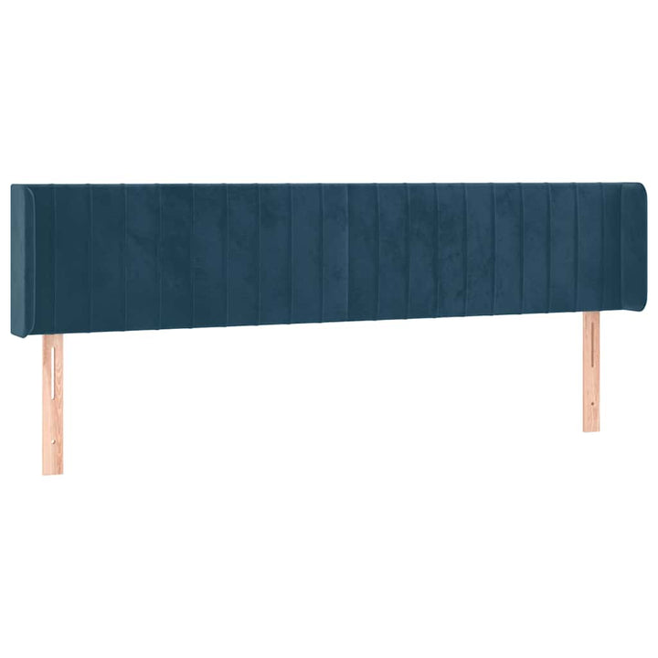 sengegavl med kanter 163x16x78/88 cm fløjl mørkeblå