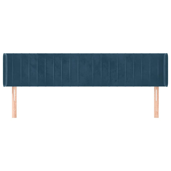 sengegavl med kanter 163x16x78/88 cm fløjl mørkeblå