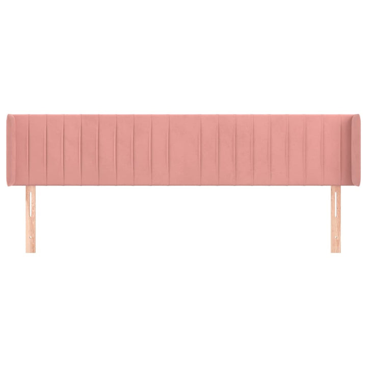 sengegavl med kanter 163x16x78/88 cm fløjl lyserød