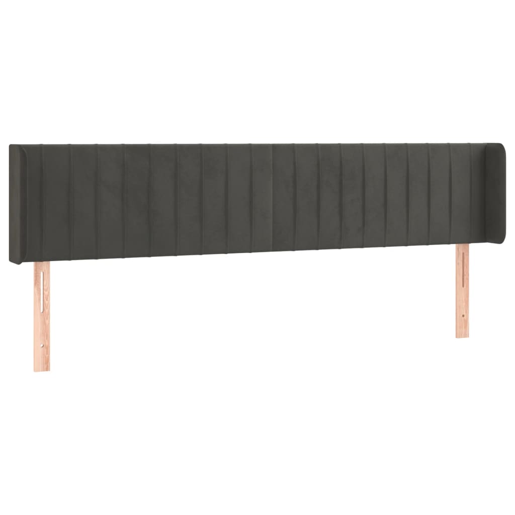 sengegavl med kanter 183x16x78/88 cm fløjl mørkegrå