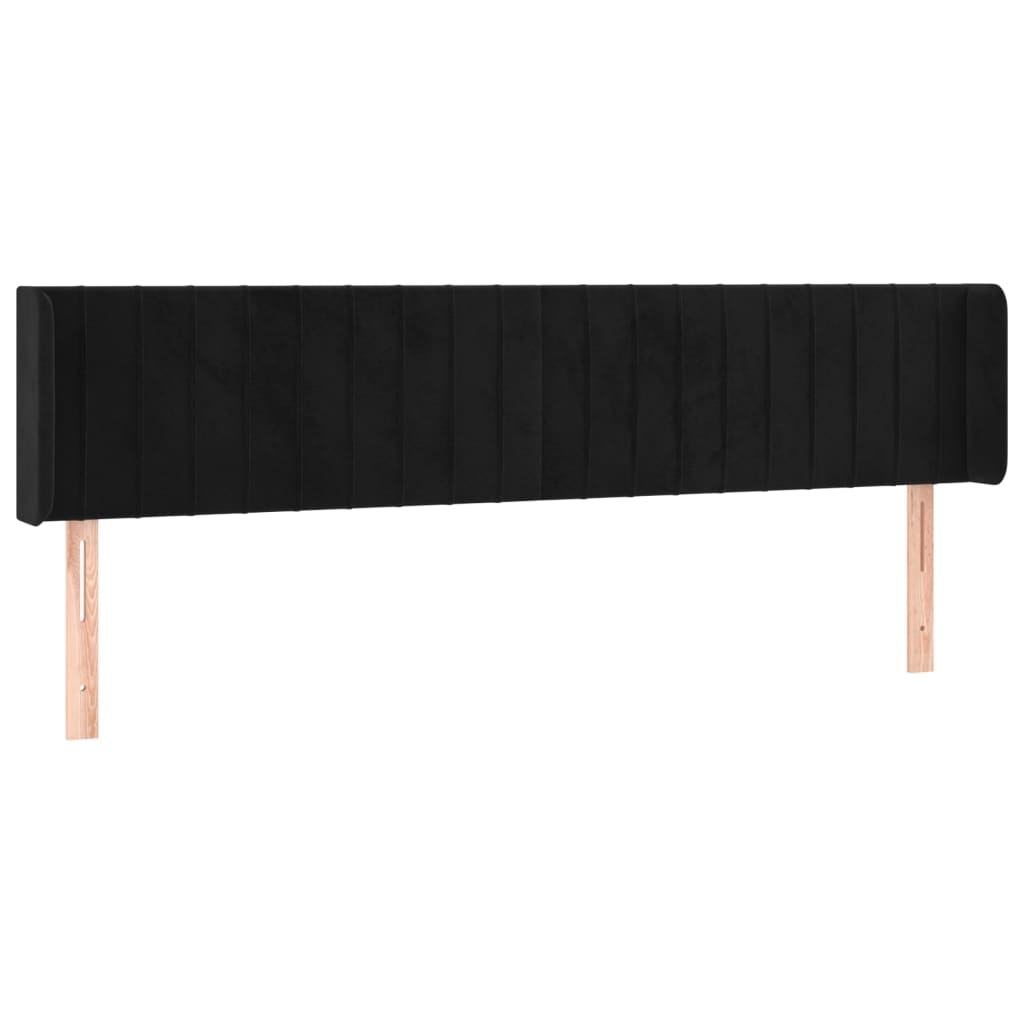 sengegavl med kanter 183x16x78/88 cm fløjl sort