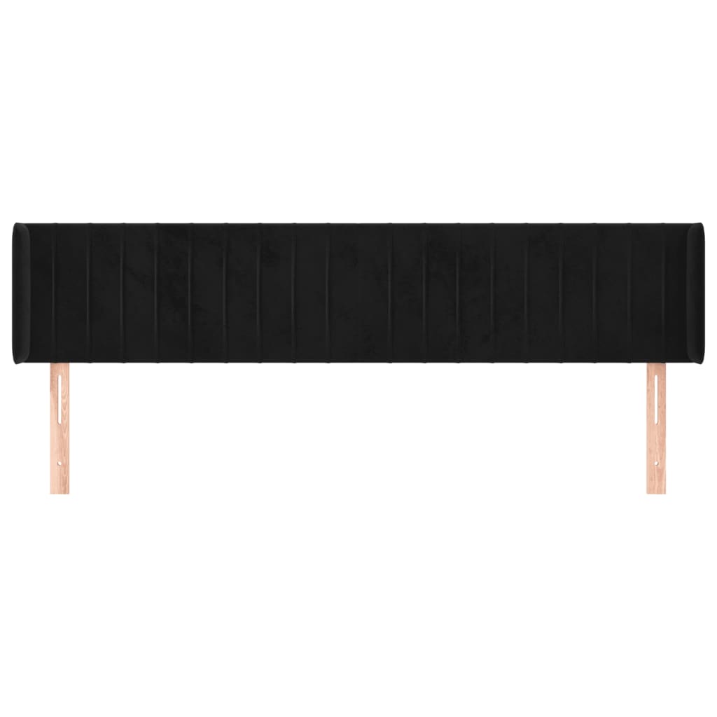 sengegavl med kanter 183x16x78/88 cm fløjl sort