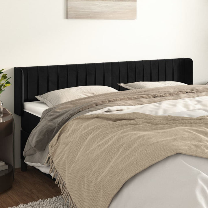 sengegavl med kanter 183x16x78/88 cm fløjl sort