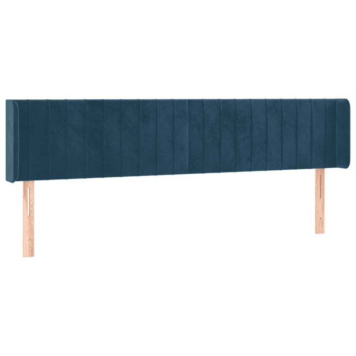 sengegavl med kanter 183x16x78/88 cm fløjl mørkeblå