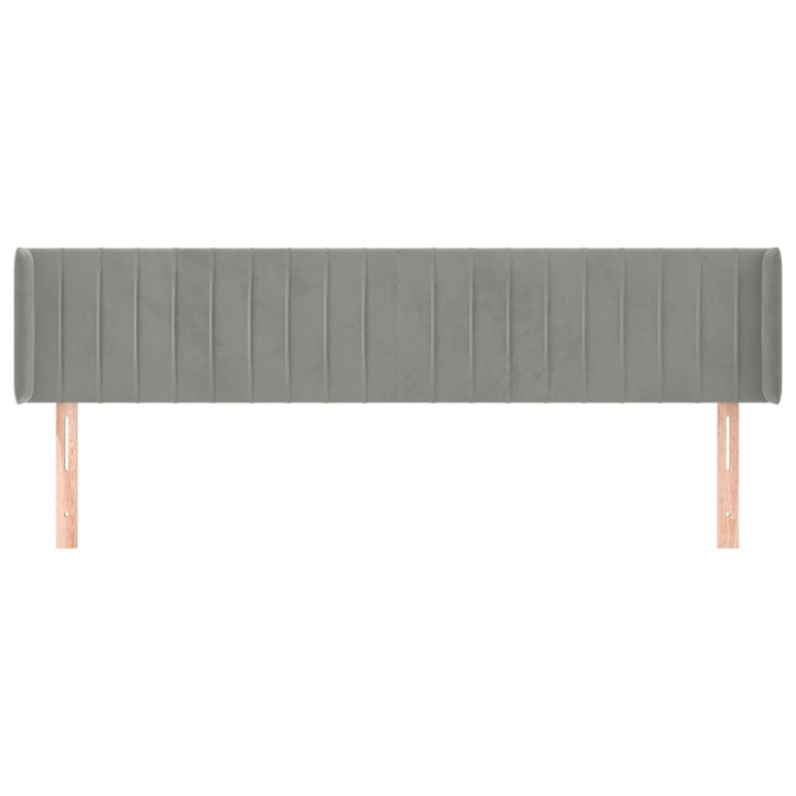 sengegavl med kanter 203x16x78/88 cm fløjl lysegrå