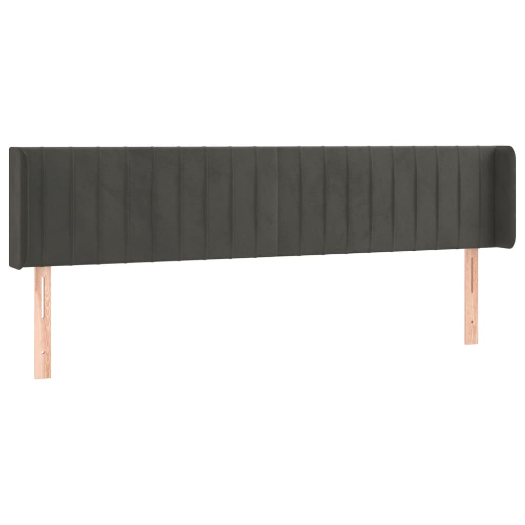 sengegavl med kanter 203x16x78/88 cm fløjl mørkegrå