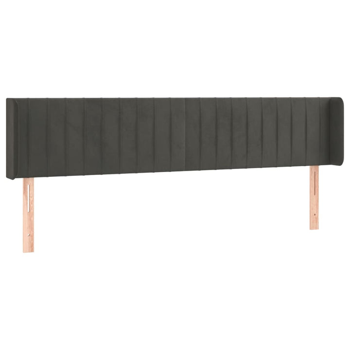 sengegavl med kanter 203x16x78/88 cm fløjl mørkegrå