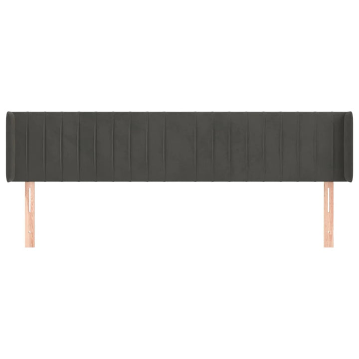 sengegavl med kanter 203x16x78/88 cm fløjl mørkegrå