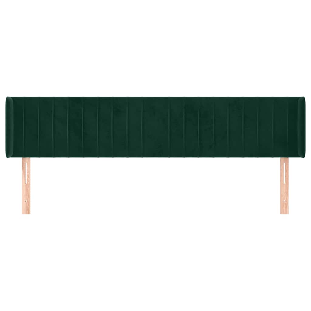 sengegavl med kanter 203x16x78/88 cm fløjl mørkegrøn