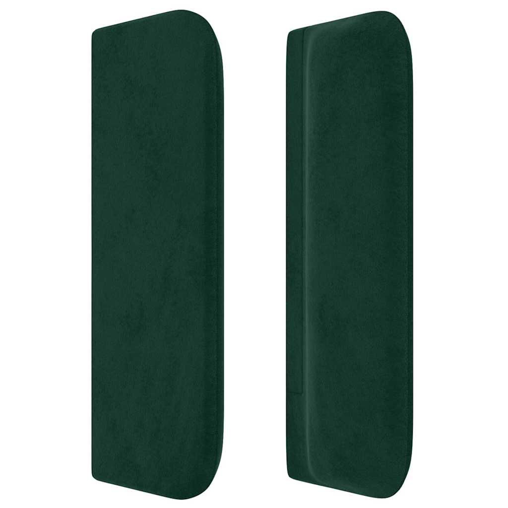sengegavl med kanter 203x16x78/88 cm fløjl mørkegrøn