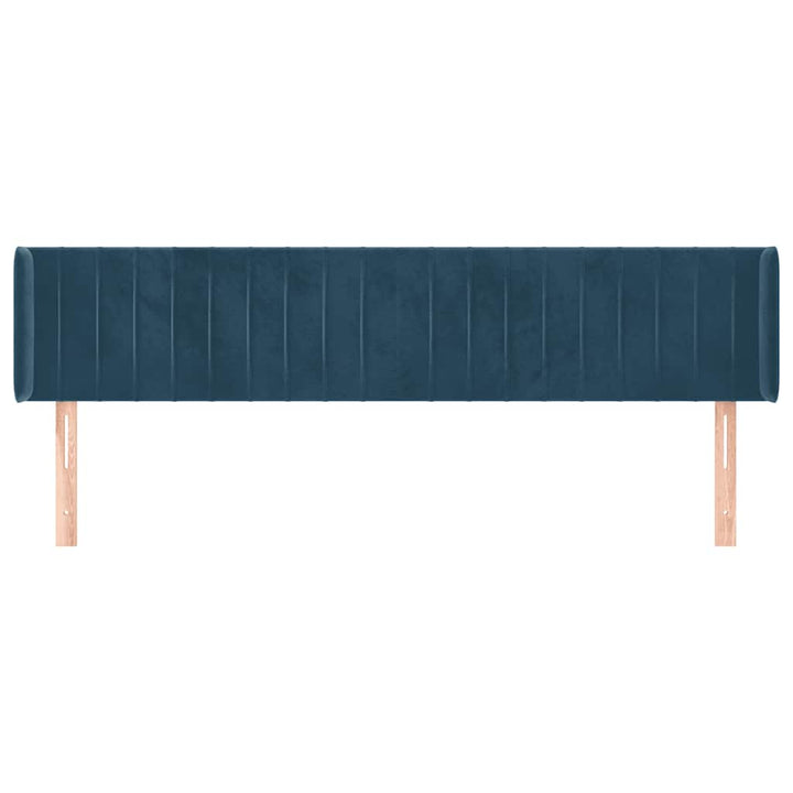 sengegavl med kanter 203x16x78/88 cm fløjl mørkeblå