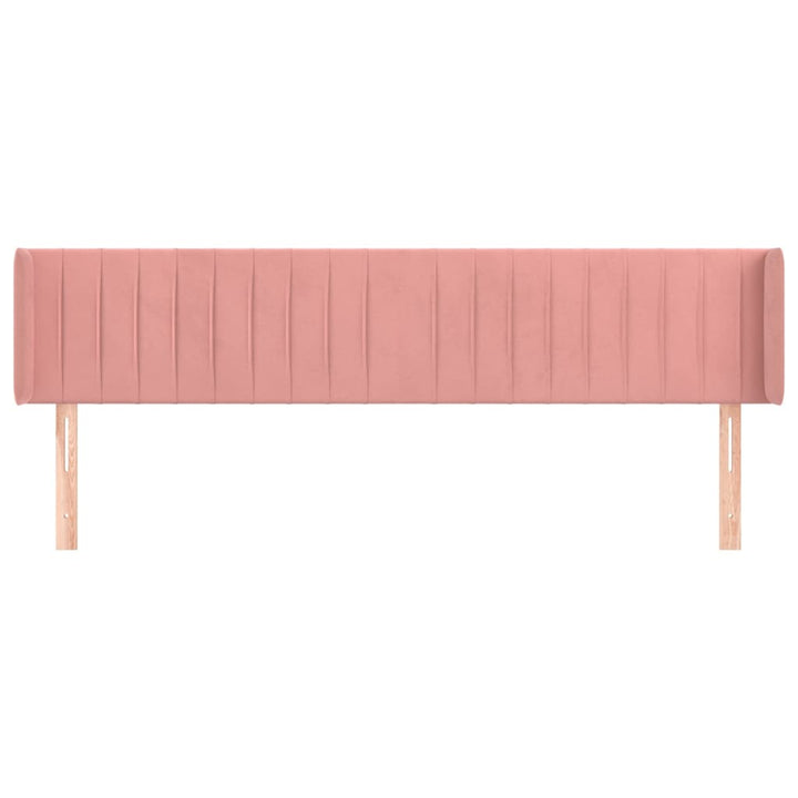 sengegavl med kanter 203x16x78/88 cm fløjl lyserød