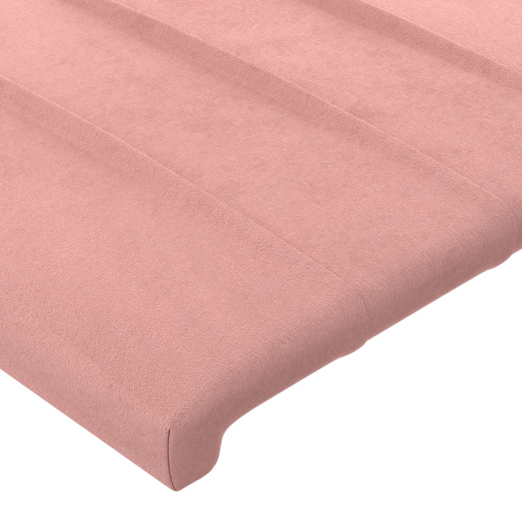 sengegavl med kanter 203x16x78/88 cm fløjl lyserød