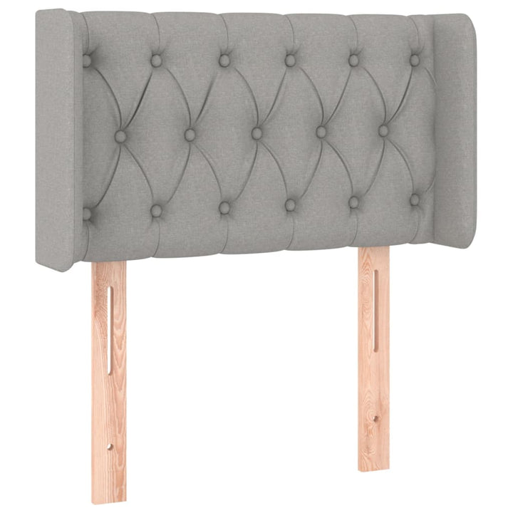sengegavl med kanter 83x16x78/128 cm stof lysegrå