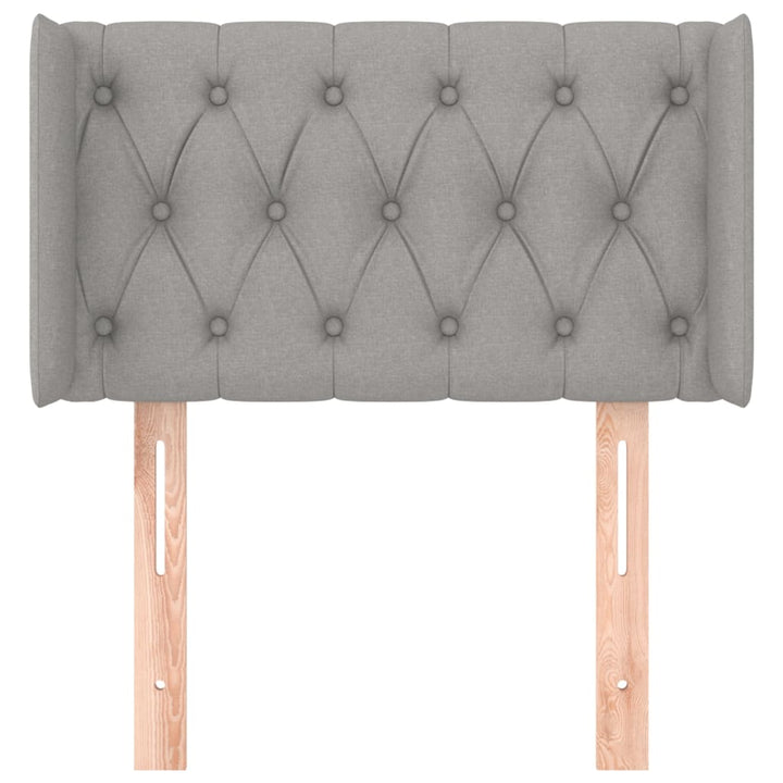 sengegavl med kanter 83x16x78/128 cm stof lysegrå