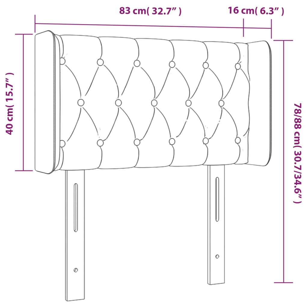 sengegavl med kanter 83x16x78/128 cm stof lysegrå