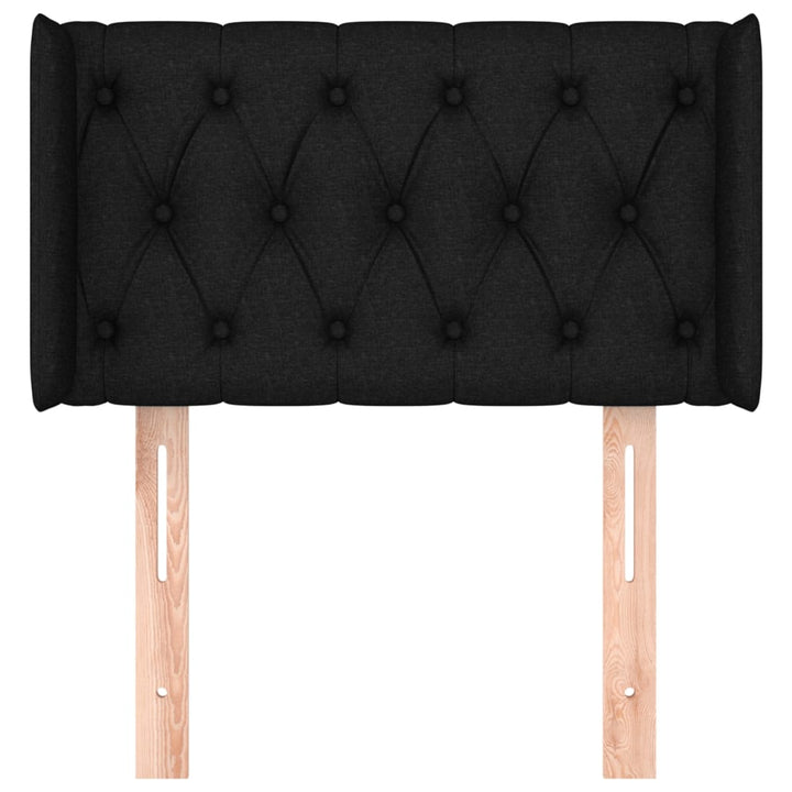 sengegavl med kanter 83x16x78/128 cm stof sort