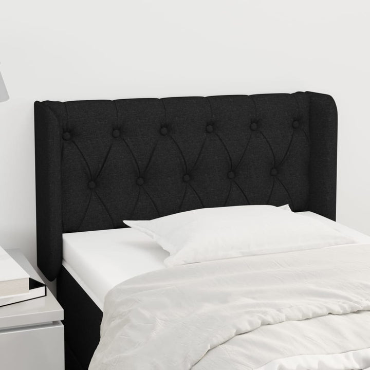 sengegavl med kanter 83x16x78/128 cm stof sort