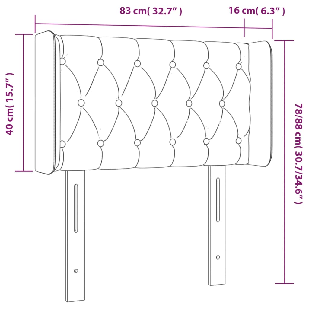sengegavl med kanter 83x16x78/128 cm stof gråbrun